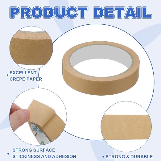 MECCANIXITY Masking Tape 0.8 Inch x 21 Yard Painter's Tape Brown Paint Tapes - Image 3