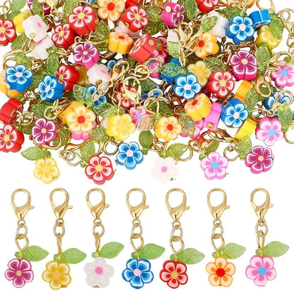80Pcs Flower Stitch Markers Charms Handmade Polymer Clay Pendant Decorations by CRAFTYMELODY