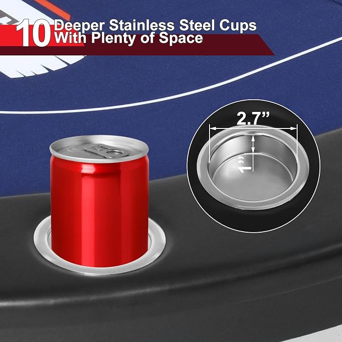 84" Poker Table, 10 Players Foldable Casino Leisure Texas Holdem Table - Image 3
