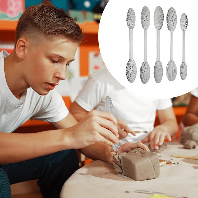5PCS Double-Ended Clay Sculpting Tools, Polymer Clay Texture Tools Set - Image 7