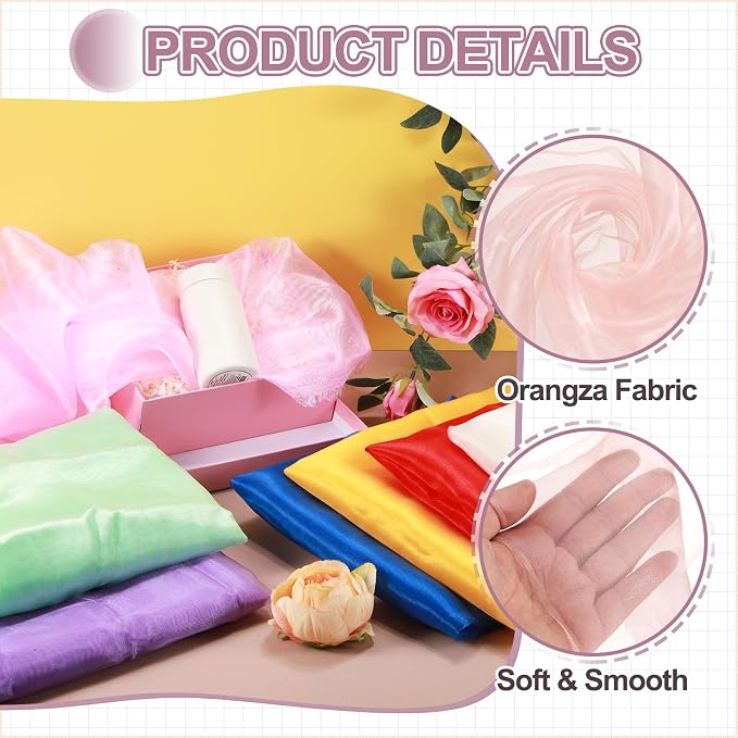 MECCANIXITY Iridescent Sheer Organza Fabric, 10 Yards x 59 Inches Solid - Image 3