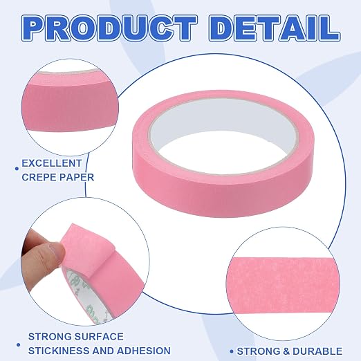 MECCANIXITY Masking Tape 0.8 Inch x 21 Yard Painter's Tape Pink Paint Tapes - Image 3