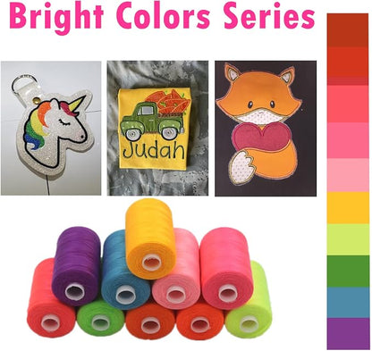 Simthread All Purpose Sewing Thread, 10 Spool Assorted Rainbow Series 1000 - Image 3
