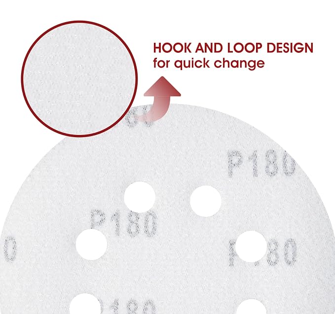 S SATC 150 PCS Hook and Loop Sandpaper 5 Inch Sanding Disc 8 Hole Sanding Discs - Image 4