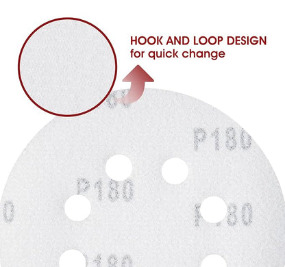 S SATC 150 PCS Hook and Loop Sandpaper 5 Inch Sanding Disc 8 Hole Sanding Discs - Image 4