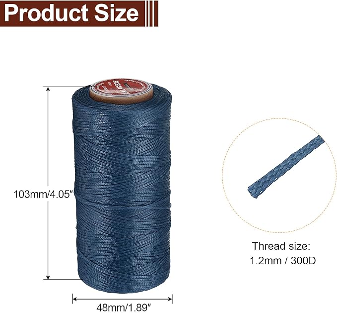 uxcell Flat Leather Sewing Waxed Thread, 140m / 153 Yards Polyester Wax String - Image 2