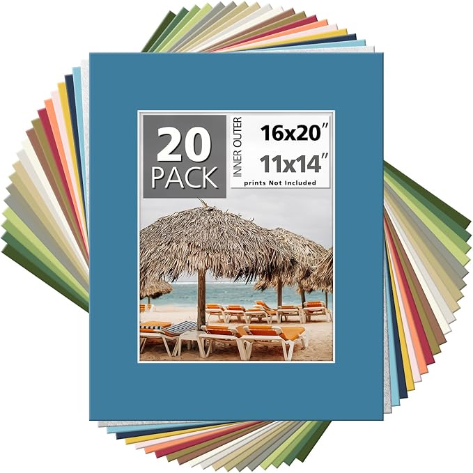 Mat Board Center, 16x20 Mixed Colors White Core Picture Mats Mattes Matting by MatBoardCenter