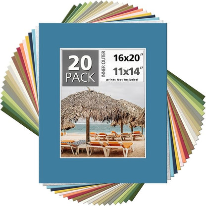 Mat Board Center, 16x20 Mixed Colors White Core Picture Mats Mattes Matting by MatBoardCenter