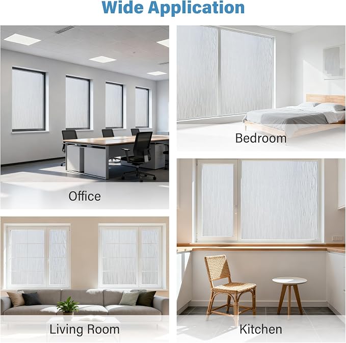 Finnez Frosted Privacy Window Film Static Cling, Non-Adhesive Decorative Cover - Image 8