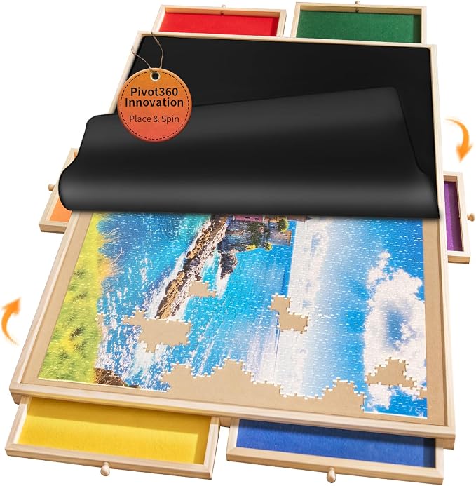1500 Piece Rotating Puzzle Board Pro, Rubber Cover Mat, 360° Lasy Susan by Unknown