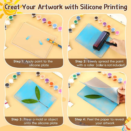 Threlaco 8 Pack Monoprinting Print Plates 5 x 7 Inch Reusable Silicone Plate - Image 3