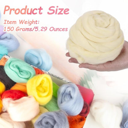 PATIKIL Wool Roving Yarn, 150G/5.3OZ Soft Felting Wool Pure Chunky Roving Yarn - Image 2