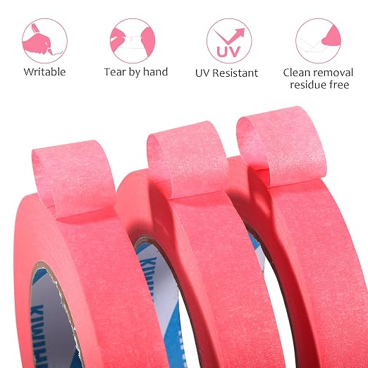 Pink Painters Tape, 1 inch x 60 Yards x 5 Rolls - Image 4
