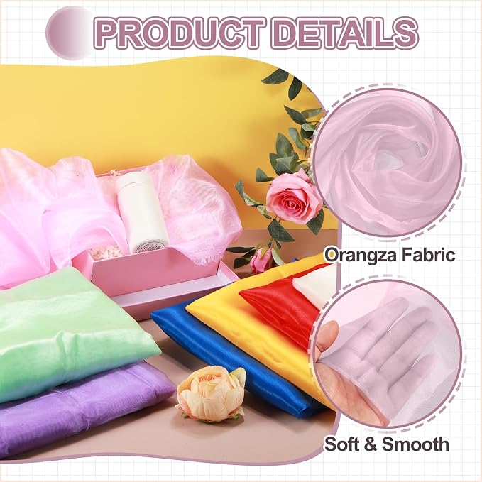 MECCANIXITY Iridescent Sheer Organza Fabric, 2 Yards x 59 Inches Solid - Image 3