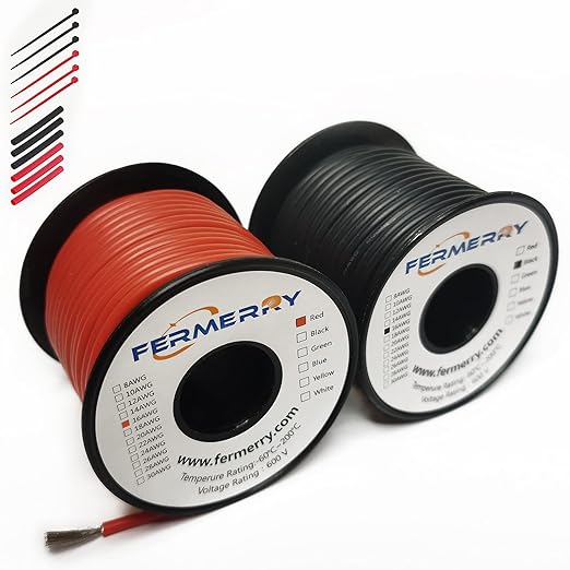 Fermerry 16 AWG Stranded Wire Spool 100ft Each 2 Colors Flexible 16 Gauge by Fermerry+Technology++