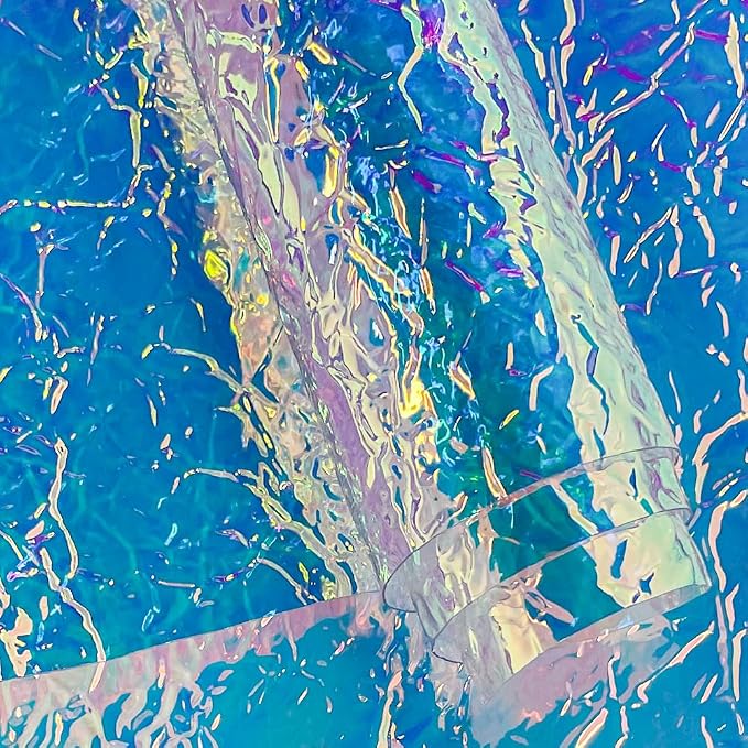 ONEART | Iridescent Transparent Embossed Vinyl Holographic Blue Clear PVC Vinyl by ONEART