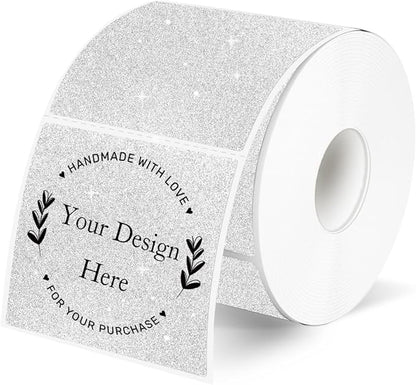 2" x 2" Square Thermal Labels Stickers, Holographic Glitter Thermal Stickers by Unknown