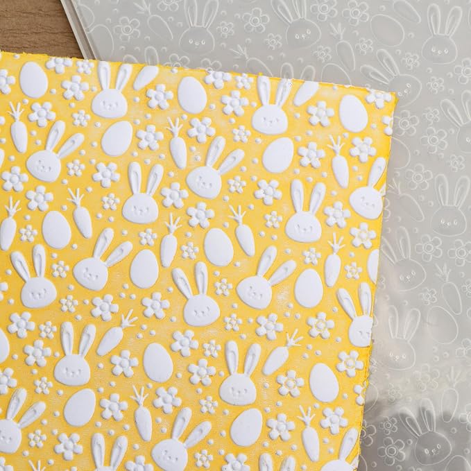 BAOFALI 3D Embossing Folder for Card Making, Easter Bunny Plastic Texture Fades - Image 6