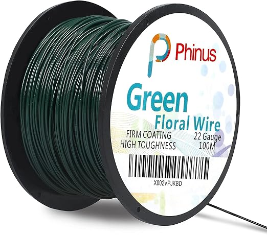 Floral Wire, 110 Yards 22 Gauge Green Florist Wires, Flexible Green Wire Paddle by Phinus