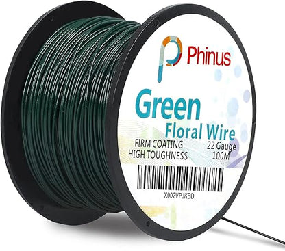 Floral Wire, 110 Yards 22 Gauge Green Florist Wires, Flexible Green Wire Paddle by Phinus