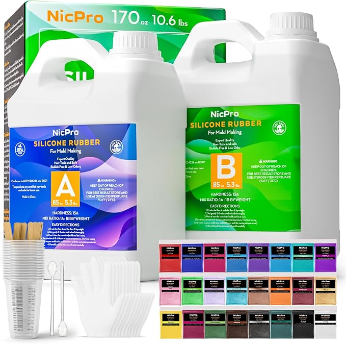 Nicpro 170oz Silicone Mold Making Kit, 15A Platinum Liquid Silicone Rubber by Nicpro