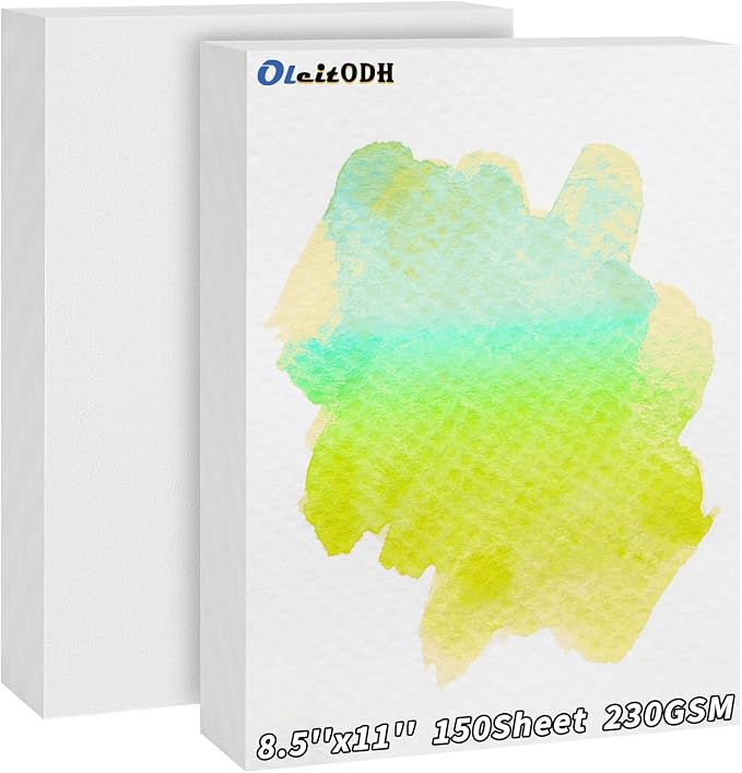 150 Sheets Cotton Watercolor Paper Bulk -230GSM Art Paper-8.5 x 11 inch by Oleitodh