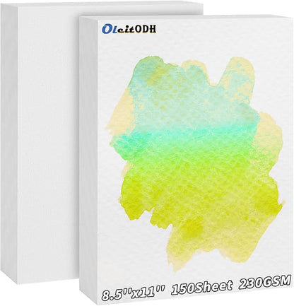 150 Sheets Cotton Watercolor Paper Bulk -230GSM Art Paper-8.5 x 11 inch by Oleitodh
