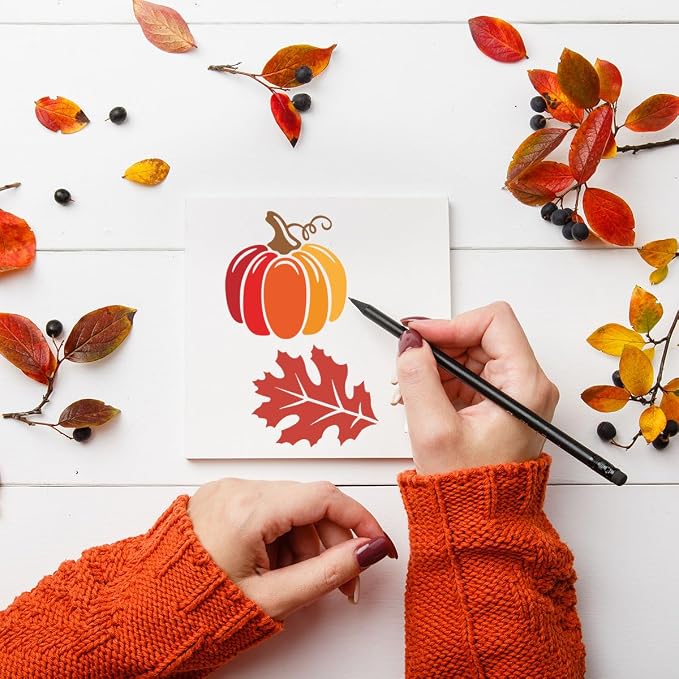 3inch Fall Stencils for Painting on Wood 56pcs Pumpkin Stencil Autumn Leaf - Image 6