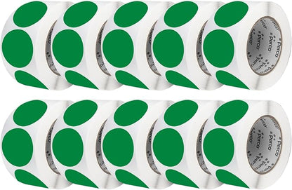 Perco Green 3-Inch Perforated Circle Dot Sticker Labels — 10 Rolls, 000 Round by Perco