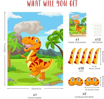 ASTARON Pin The Tail on The Dinosaur Party Game - Image 2