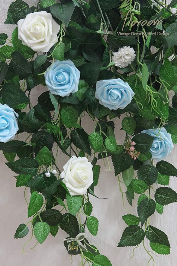 Floroom Artificial Flowers 25pcs Real Looking Aqua Blue Foam Fake Roses - Image 3