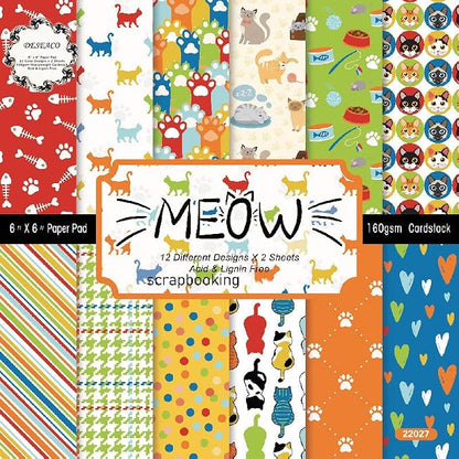 Cat Scrapbook Paper Pad:Cute Pet-Inspired Craft Paper Sheets, Decorative Kitten by SXUSALLC
