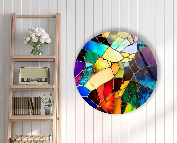 My Photostation.com 15.8'' Diameter Multicolor Round Stained Glass Wall Art - Image 6