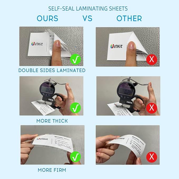 Uinkit 10Mil 20Pack 5”x7“ Double-Sided Self-Sealing Laminating Pouches - Image 5