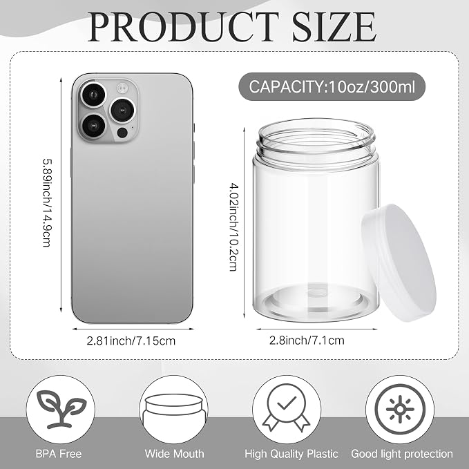 SATINIOR 12 Pack Plastic Container Jars - Image 2