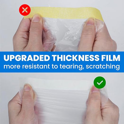 TAPEBEAR Upgrade Pre-Taped Masking Film Extra Thick, High Temp Tape and Drape - Image 2