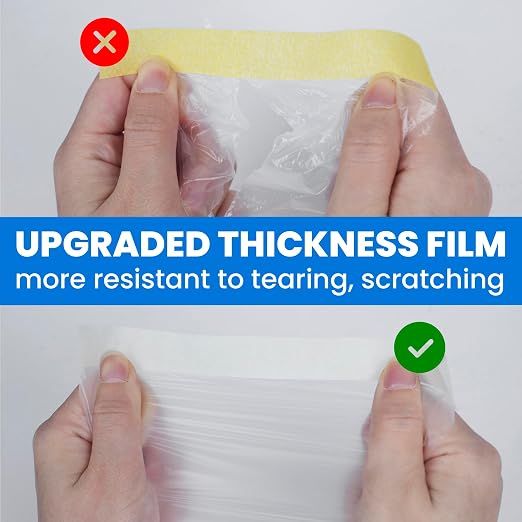 TAPEBEAR Upgrade Pre-Taped Masking Film Extra Thick, High Temp Tape and Drape - Image 2