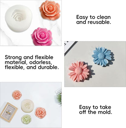 6 Pack Candle Molds for Candle Making, Moldes para Velas, Flower Molds Silicone - Image 4