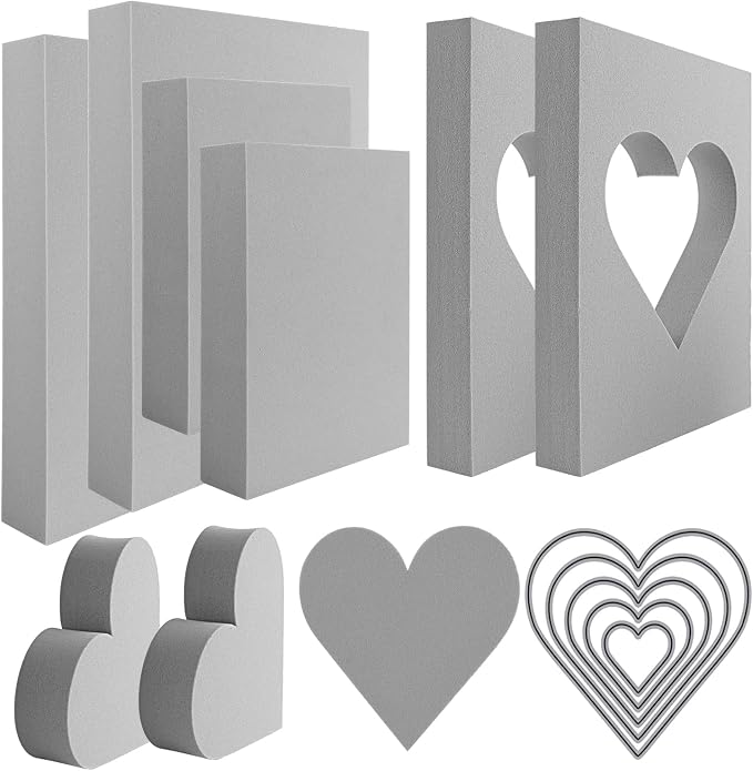 BAOFALI 15 Pcs Large Stamping Foam Grey Moldable Heart Foam Stamps Plastic Dry by BAOFALI