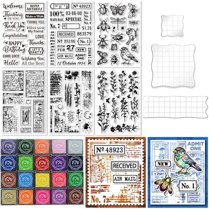 29 Pcs Acrylic Stamps for Crafting Card Making Supplies Set Include 3 Acrylic by GLASSWINDS