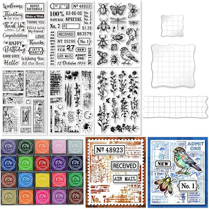29 Pcs Acrylic Stamps for Crafting Card Making Supplies Set Include 3 Acrylic by GLASSWINDS