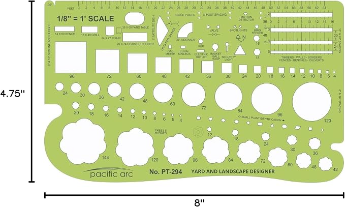 Pacific Arc, Landscape Template, 1/8 inch Scale, Drawing aid Stencil - Image 3