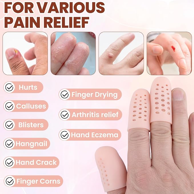 PAGOW 10pcs Gel Finger Cots/Covers, Silicone Finger Protector Support, Finger - Image 5