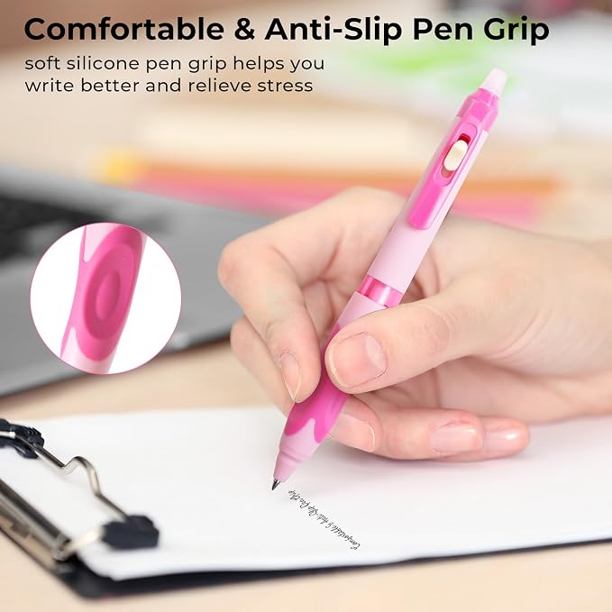 M&G 6 PCS Retractable Erasable Gel Pens, 0.5mm Black Ink Gel Pen, Fine Point - Image 4