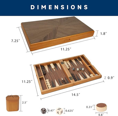 GSE Games & Sports Expert Premium Magnetic Wooden Folding Inlay Backgammon - Image 4