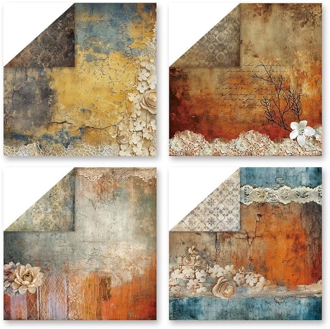 Vintage Lace Pattern Scrapbook Paper Pad 12×12, 24 Sheets Double-Sided Coffee - Image 4