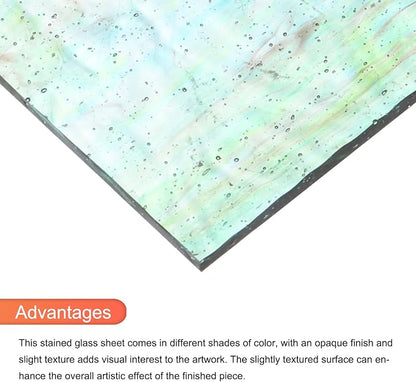 MECCANIXITY 2 Pcs Stained Glass Sheet Mosaic Tile 7.9 Inch x 5.9 Inch Cyan - Image 4