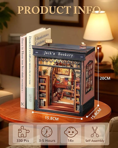 Cutefun Book Nook Kit, DIY Miniature Dollhouse Library Kit - Image 2