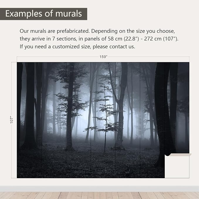 AFZEVEB-Foggy Dark Forest Wallpaper Landscape Tree Wall murals - Image 3