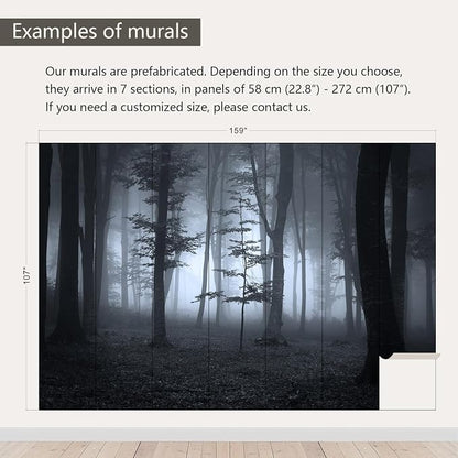 AFZEVEB-Foggy Dark Forest Wallpaper Landscape Tree Wall murals - Image 3